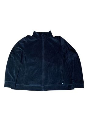Northern Reflections Black Velour Full-Zip Jacket Size XXL